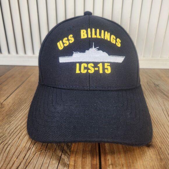 USS Billings LCS-15 Naval Ship Strapback Hat Cap Blue Navy USA Eagle Crest - Picture 2 of 10